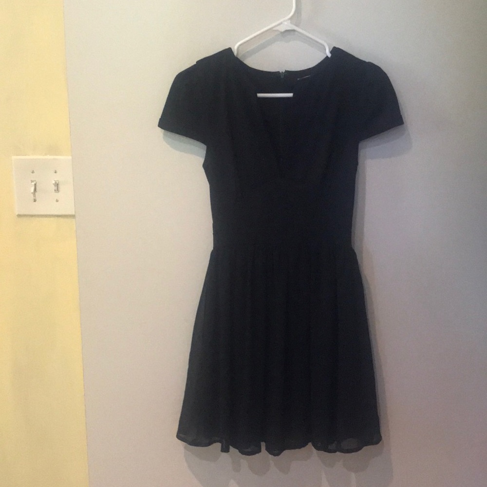 Black, low V dress